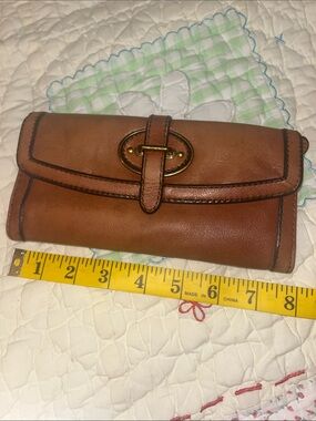 Fossil Brown Leather Bill Fold Wallet w/ ID Holder, many pockets